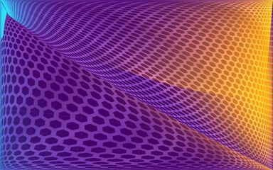 Abstract Blue Purple Hexagon Wave Background