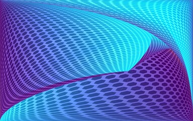 Abstract Blue Purple Hexagon Wave Background