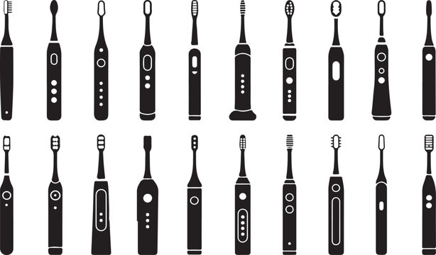 toothbrush icon pack twenty electric brush variations flat vector