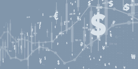 Obraz premium Financial technology image background. Wide angle visual for banners or advertisements.
