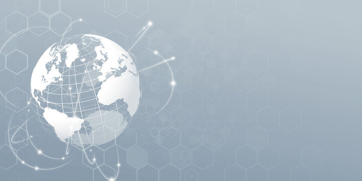 Global network and digital technology image background. Wide angle visual for banners or advertisements.