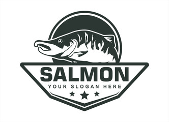 Salmon fish jump logo design fishing apparel abstract vector illustration