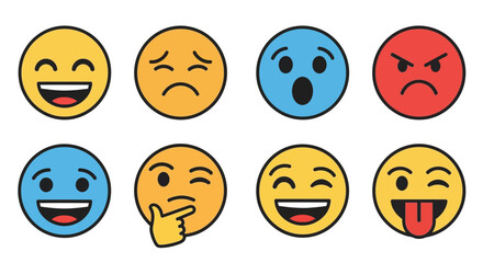 Fototapeta premium A collection of colorful emoji faces displaying various expressions