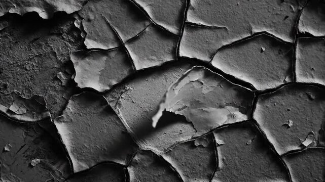 Cracked Wall with Peeling Paint in Monochrome Cinematic Texture