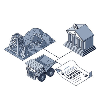 Illustration of cryptocurrency mining process and blockchain technology.