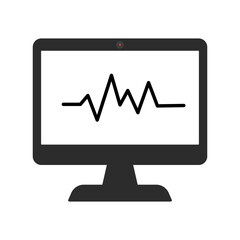 ECG or heartbeat monitor icon on white background.