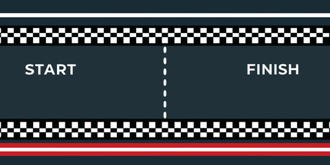 A digital illustration of a race start and finish line with checkered borders