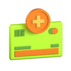 Obraz premium High quality 3D illustration of a credit card with a plus symbol representing balance top-up and financial credit increase