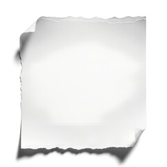 Obraz premium Torn paper fragment with curled edges on a plain surface from a top-down viewpoint