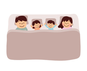 布団で眠る家族