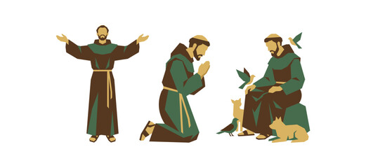 3 vectors of Saint Francis of Assisi, minimalist.eps