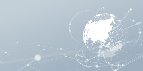 Fototapeta premium グローバルネットワークとデジタルテクノロジーのイメージ背景 バナー・広告向け横長ビジュアル