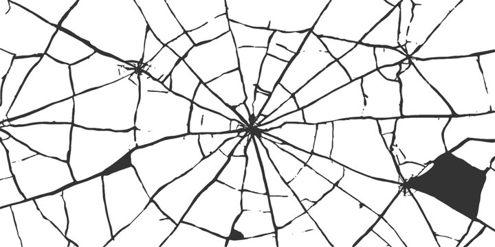 Seamless spider web pattern with dew drops creates a grunge texture illustration for Halloween wallpaper design featuring a black cracked glass mosaic art surface