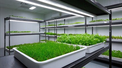 Showcasing indoor hydroponic farming greenery in urban sustainable environments