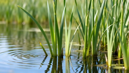 Obraz premium AquaticPlantsInCalmWater
