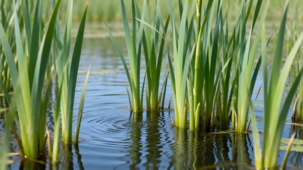 Obraz premium AquaticPlantsInShallowWater