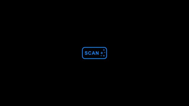 Futuristic glowing scan button with star animated blue digital interface for technology and sci fi themes