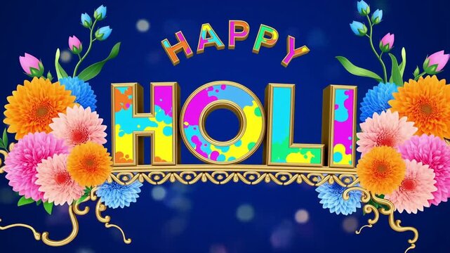 Happy Holi Text, Holi festival background banner poster for indian festival of color