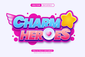 Text effect editable charm heroes 3d gaming cartoon font style