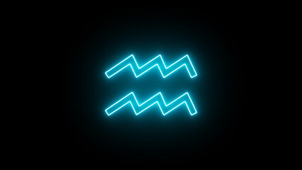 Aquarius Zodiac Sign Symbol Glowing