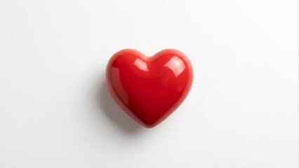 Fototapeta premium A single, bright red heart symbol isolated on a clean white background, perfect for themes of love and health