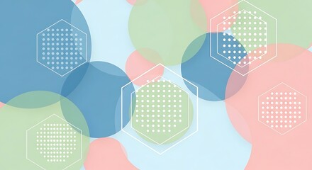 Dynamic Abstract Geometric Pattern with Translucent Circles and Hexagon Shapes for Creative Modern Backgrounds