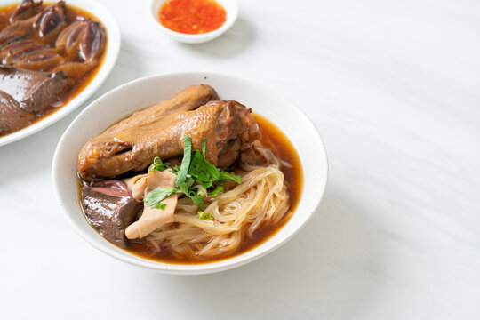 Braised duck noodles with brown soup