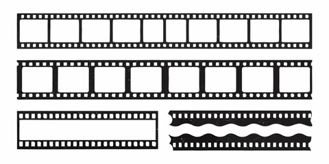 Obraz premium Black and white film strips with sprocket holes and wavy edges