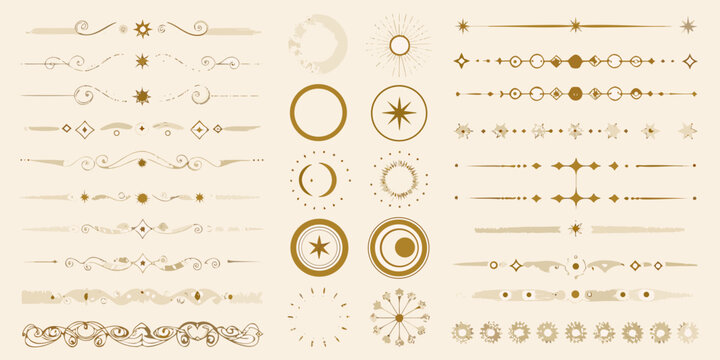 Collection of golden celestial and ornamental divider elements