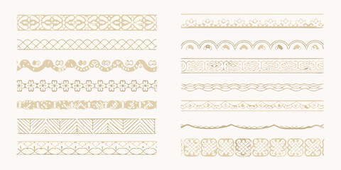 Fototapeta premium Collection of ornate golden borders and decorative dividers