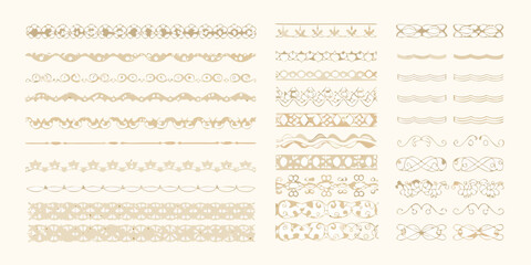 Fototapeta premium Collection of ornate golden decorative borders and flourishes