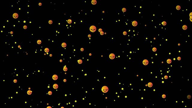 Social pattern facebook thumb up engry animation video footage on black background. Engry sign flying moving upwards direction while live chatting streaming. Facebook live reactions- React emotion.