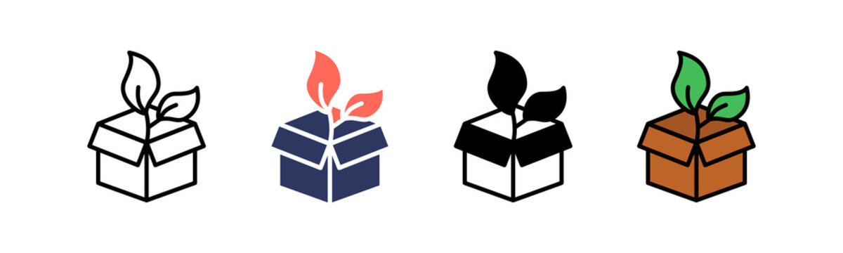 Eco Packaging Icon Multiple Style