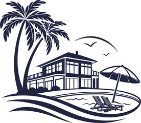 Obraz premium resort icon silhouette vector icon