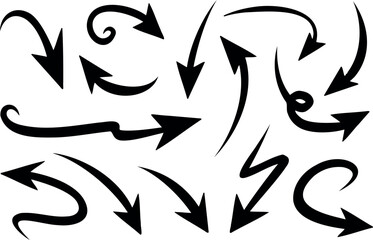 Set of  blue arrow showing air or wind flow. Air conditioner direction. Isolated on white background . EPS 10  