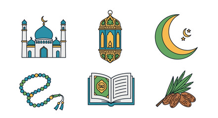 Naklejka premium set of vector icons ramadhan