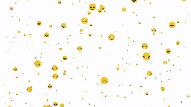 Social pattern facebook thumb up engry animation video footage on white background. Engry sign flying moving upwards direction while live chatting streaming. Facebook live reactions- React emotion.