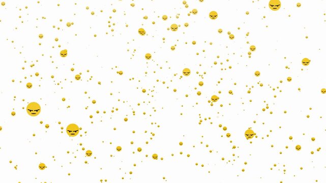 Social pattern facebook thumb up engry animation video footage on white background. Engry sign flying moving upwards direction while live chatting streaming. Facebook live reactions- React emotion.