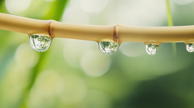 flinging. A flexible bamboo branch recoiling, flinging water droplets into the air. gardening catalogs, home-decor guides, designed for home decor and floral branding, used by procurement managers.
