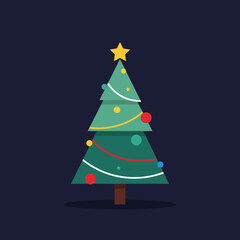 Fototapeta premium Christmas tree, decorated tree, festive icon, holiday symbol, green tree