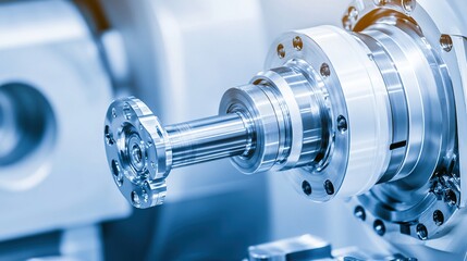 Fototapeta premium reamer. Close-up of a tool machining a metal cylinder, industrial detail. safety posters, maintenance manuals, designed for precision metalworking and fabrication facilities, improves efficiency.