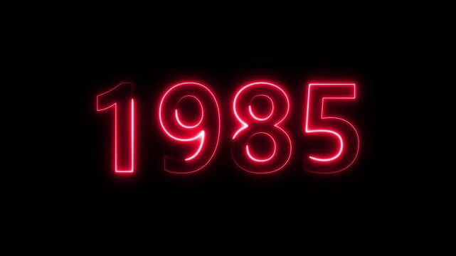 1985 neon line text. Abstract 1985 neon text animation, Glowing neon number text background 4k video animation . important year, important date 1985.