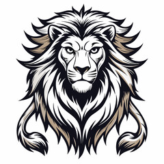 Obraz premium Black and white illustration of a lions face made from text