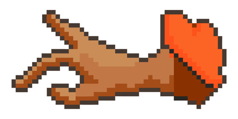 Pixelated illustration of a brontosaurus dinosaur with an orange sail © Juel