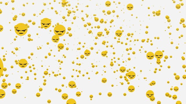 Social pattern facebook thumb up engry animation video footage on white background. Engry sign flying moving upwards direction while live chatting streaming. Facebook live reactions- React emotion.