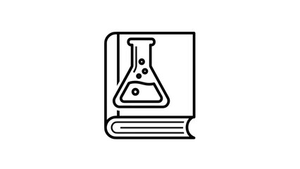 Fototapeta premium Chemistry Book and Lab Flask Outline Icon