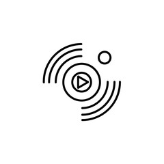 Audio video play and broadcast signal outline icon