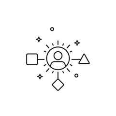 Central user icon connecting to different elements in a network