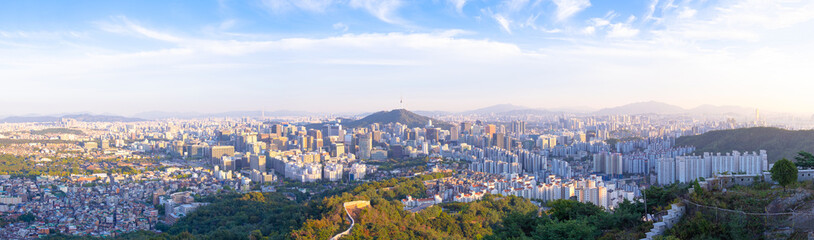 panoramic, tourist attractions in the city park of seoul City, Asia business concept image, panoramic modern cityscape building in korea. 
The most beautiful Viewpoint seoul city,south korea.