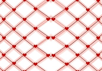 Seamless Pattern of Red Hearts on a White Background